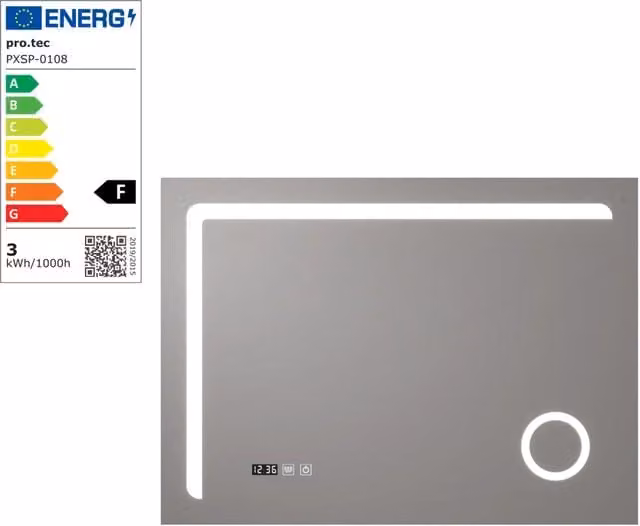 Specchio decorativo moderno per bagno con LED regolabile e touch switch, argento, L: 70 cm, H: 100 cm – 1