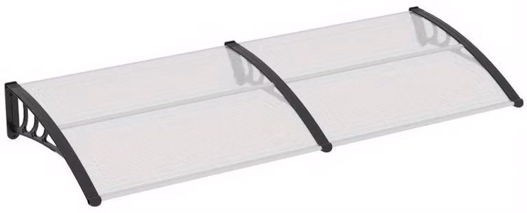 Tettoia trasparente in policarbonato con struttura in alluminio – 75x195 cm, resistente agli agenti atmosferici