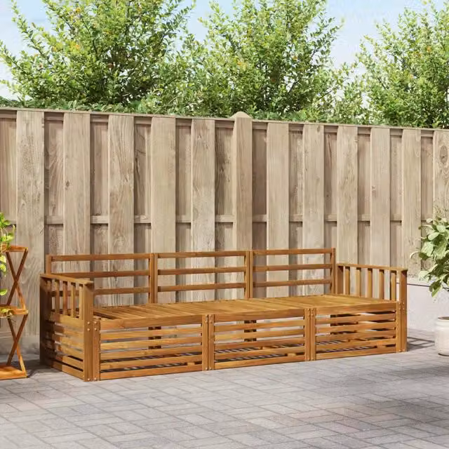 Set di divani da esterno 3 pz Naturale Legno di Acacia Massello 3372929