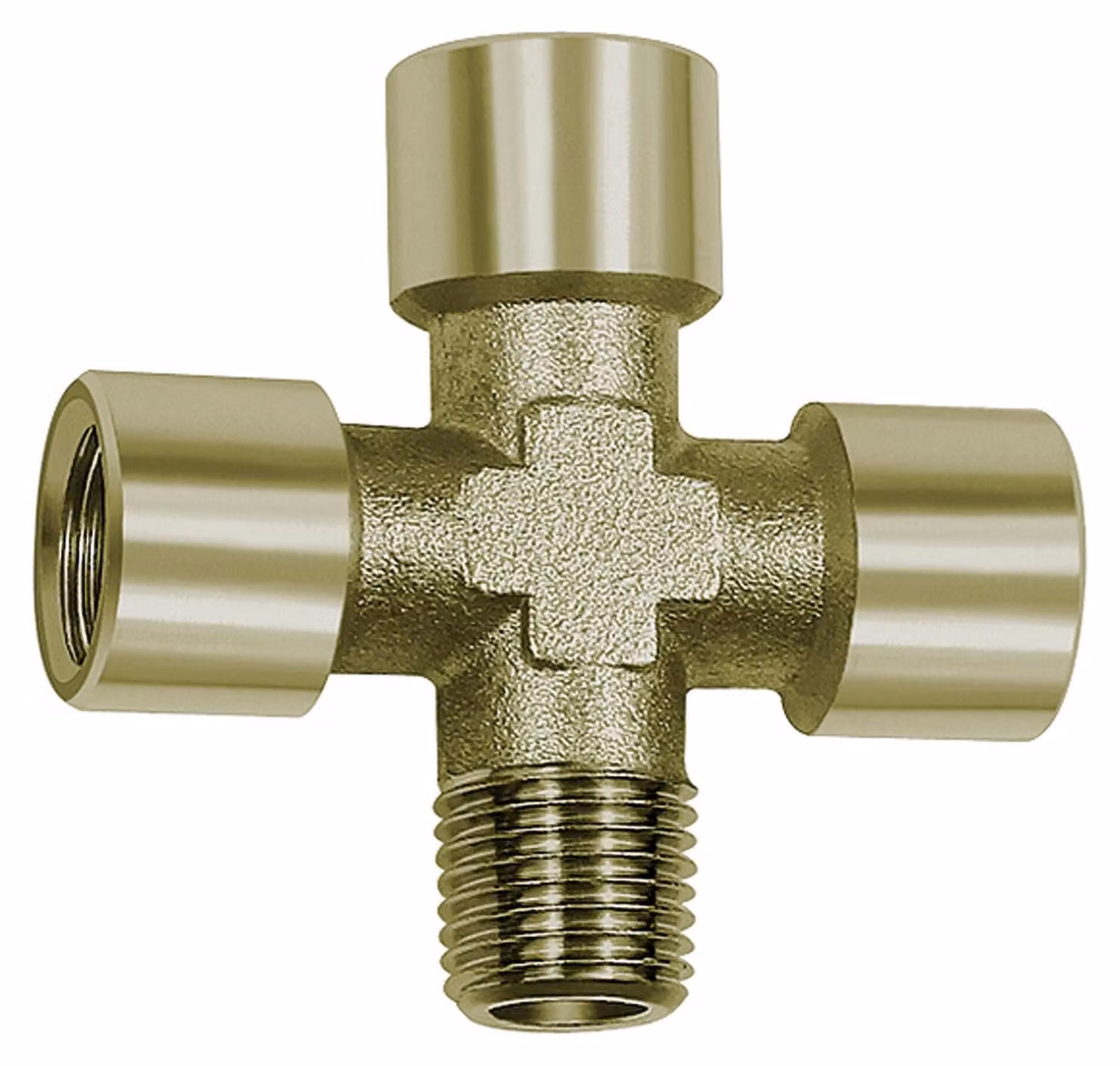 Traversa Riegler, 3 x interno, 1 x esterno, G/R 3/8, SW 17, ottone, nichelato.
