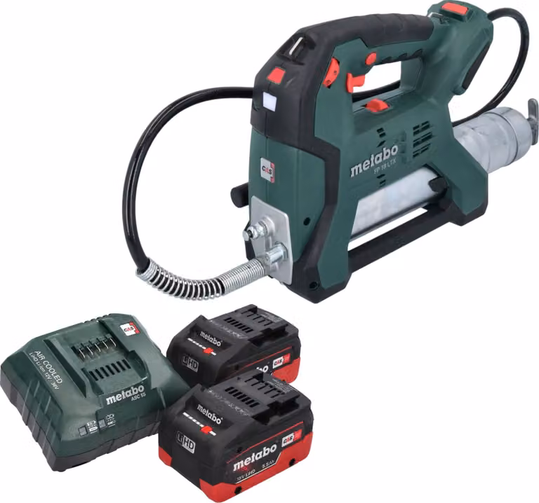 Pompa per grasso a batteria Metabo FP 18 LTX 18 V 690 bar + 2 batterie LiHD 5,5 Ah + caricabatterie