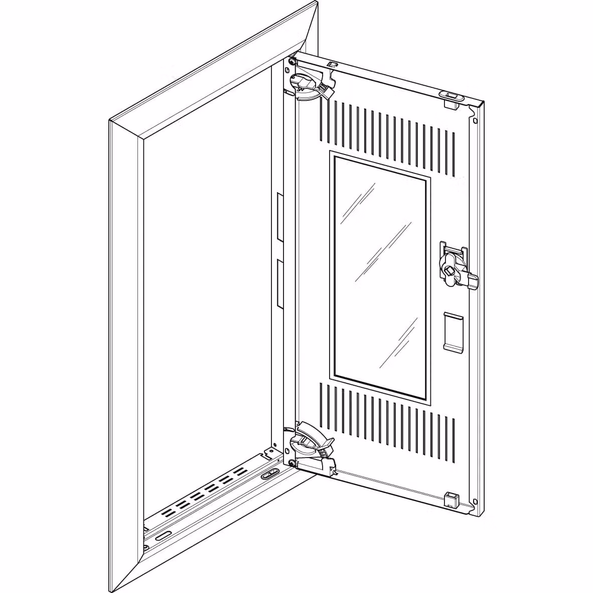 Cornice ABN + sportello centrale 1x4 per quadro di distribuzione da incasso, a 1 fila GBRU14TM