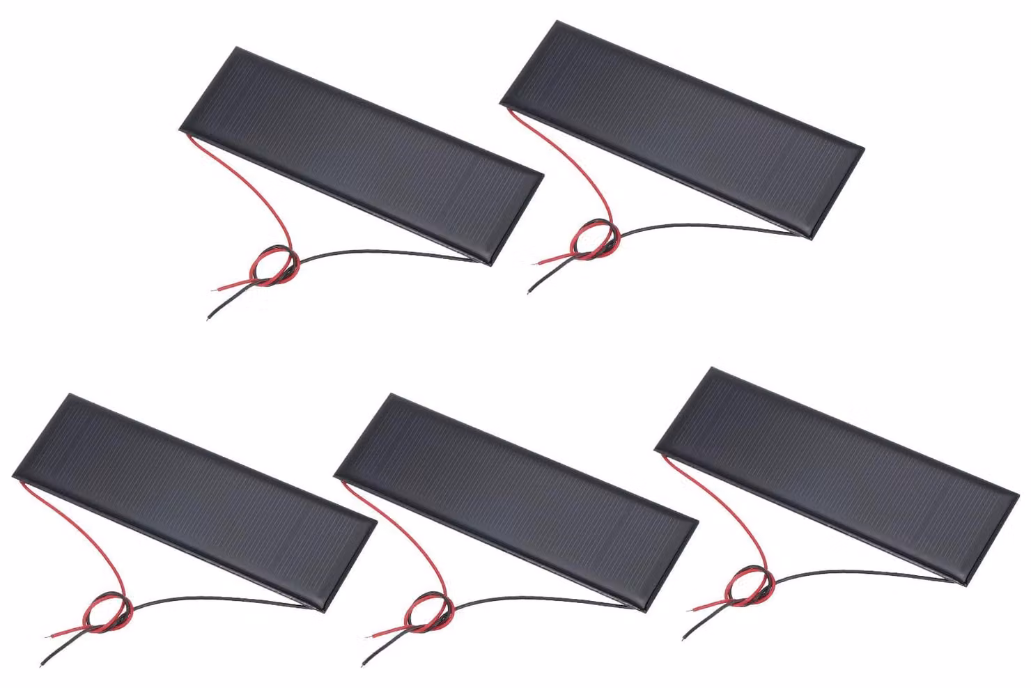 5 pannelli solari miniaturizzati, 6 V, 0,6 W, 100 mA, 120 mm x 38 mm