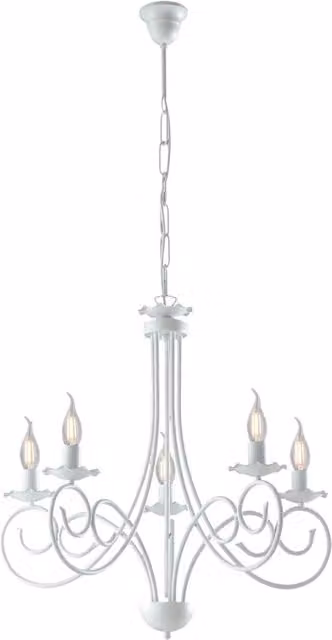 Lampadario a soffitto Alma di Belight in ferro battuto bianco stile shabby chic con 5 luci – 1