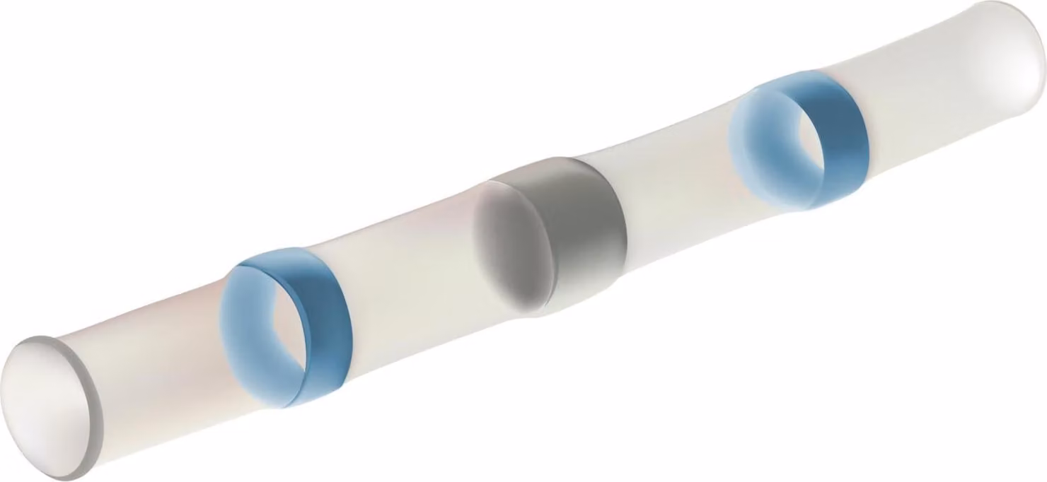 Connettori a crimpare con guaina termorestringente isolante, codifica a colori secondo la norma DIN, sezione da 2mm² a 4mm², colore blu, trasparenti - 1 pezzo