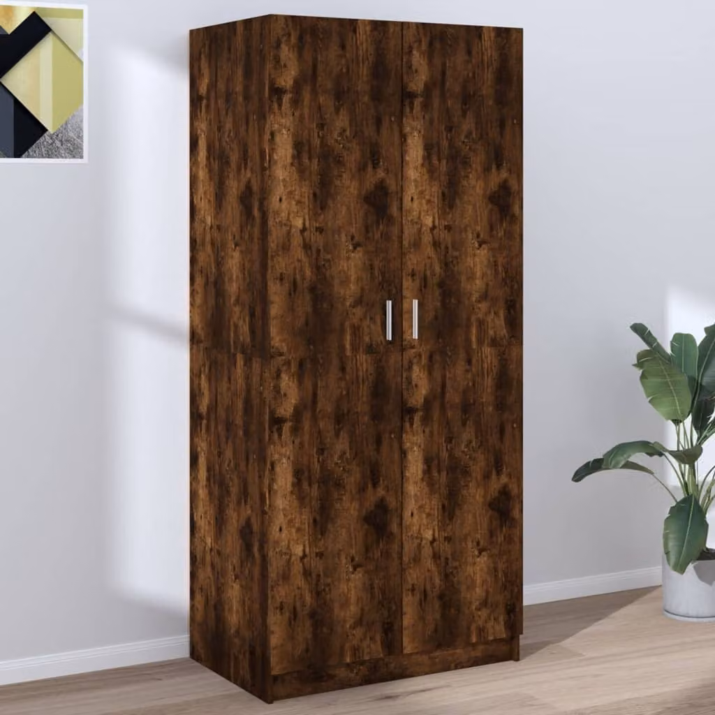 The Living Store armadio rovere fumé 80x52x180 cm materiale legno