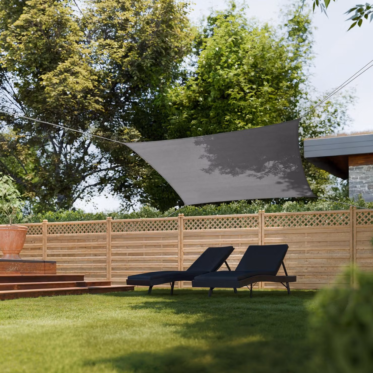 Tenda parasole Sunny tectake in materiale HDPE resistente alle intemperie con protezione UV, grigia, L: 3 m, H: 2 m – 1