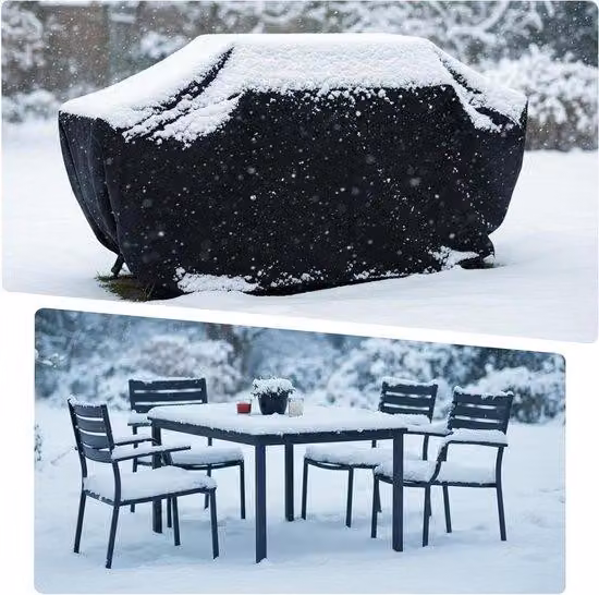 Mobili da giardino e da esterno impermeabili - Tappeto da esterno resistente alla pioggia e all'usura per la terrazza - 335 x 185 x 65 cm - Nero