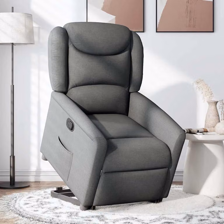 vidaXL Poltrona Alzapersona Reclinabile Grigio Scuro in Tessuto