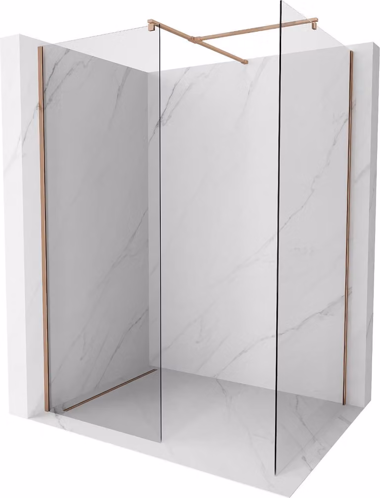Mexen Kioto parete doccia Walk-in 130 x 95 cm, trasparente, oro rosa - 800-130-202-60-00-095