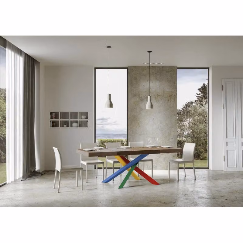 Tavolo allungabile Volantis Premium ITAMOBY colore Noce con telaio a X in metallo, L/P: 120/380 x 90 cm – 2