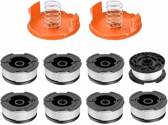 Bobina di filo per tosaerba a 8 fili - Compatibile con i modelli AF-100, AF-100-3ZP, AF-100-BKP - con coperchio per mandrino RC-100-P - lunghezza 9,15 m - 8 bobine + 2 contenitori + 2 lunghezze - Accessorio per utensili da giardino - Filo per tosaerba