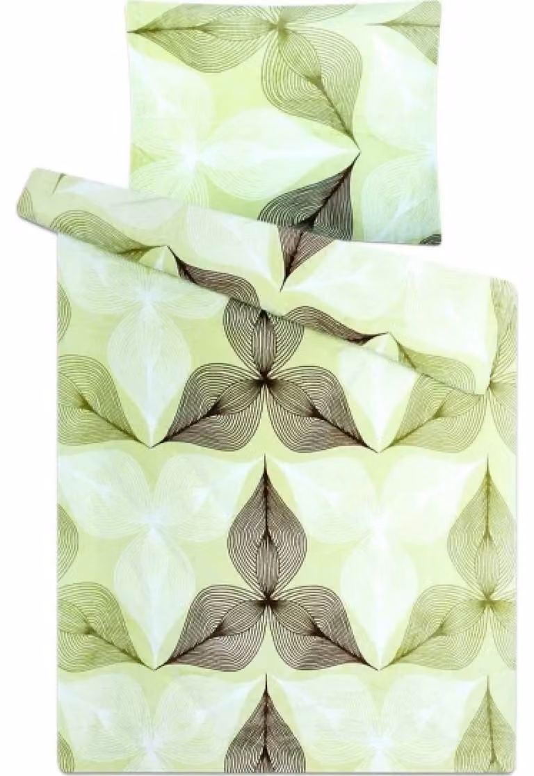 Set di lenzuola in microflanella, motivo "Symbióza Pistacchio", dimensioni 140x200 cm e 70x90 cm