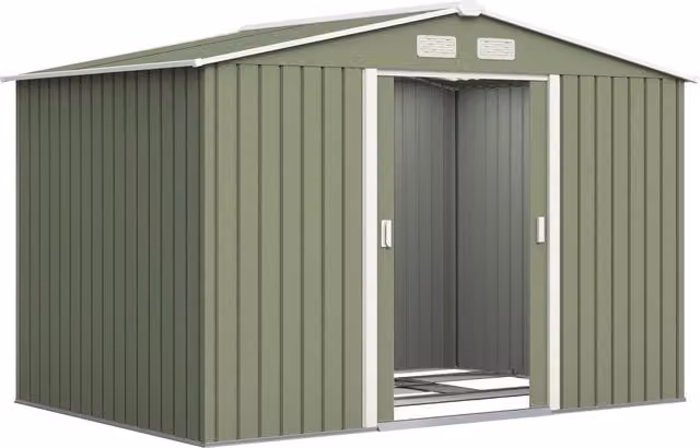 Casetta da giardino 4,9 m2 ¨C Xylo ¨C 277x195x192 cm verde chiaro con 2 porte scorrevoli