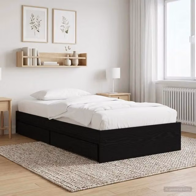 Telaio del letto con storage Rovere Nero 80 x 200 cm 3429595
