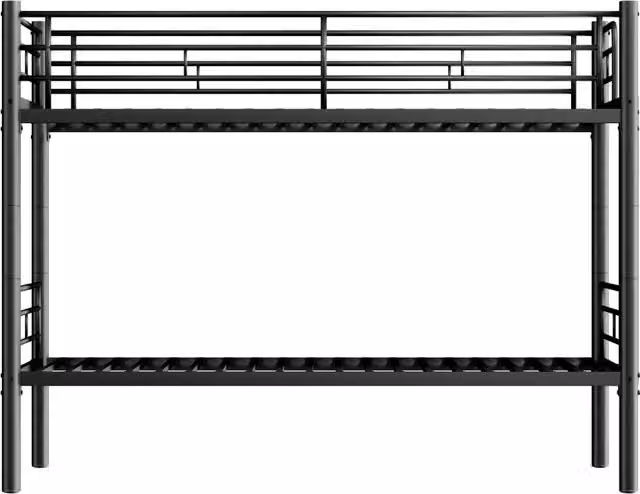 Letto a castello per bambini MINIMAL con scala antiscivolo e rete a doghe in metallo, Nero, L/P/H: 200 x 90 x 155 cm – 1