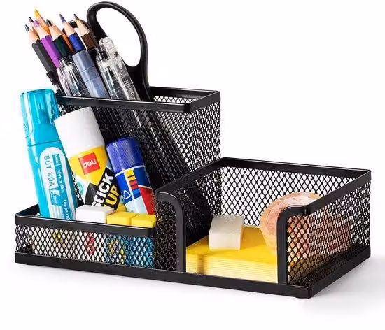 Organizer da scrivania in metallo - 7,87 x 3,94 x 3,85 pollici
