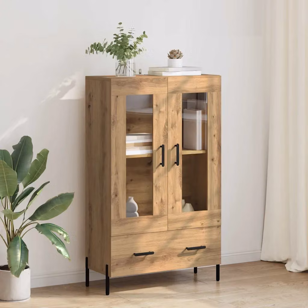 Credenza vidaXL CORONA in rovere artigianale, colore marrone, L: 69,5 cm, P: 31 cm, H: 115 cm