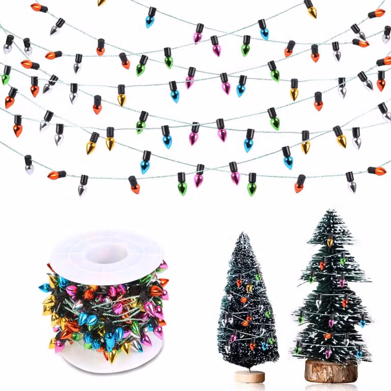 Mini catena luminosa, 5 metri, in plastica, scala 1:12, per case delle bambole, giardini delle fate