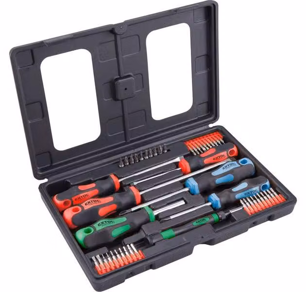 Set di cacciaviti e punte 47 pezzi, punte mini da 1/4" e 4 mm, CrV