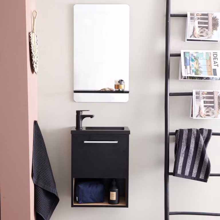 Set lavabo NIKA con nicchia, rubinetto e mensola a specchio