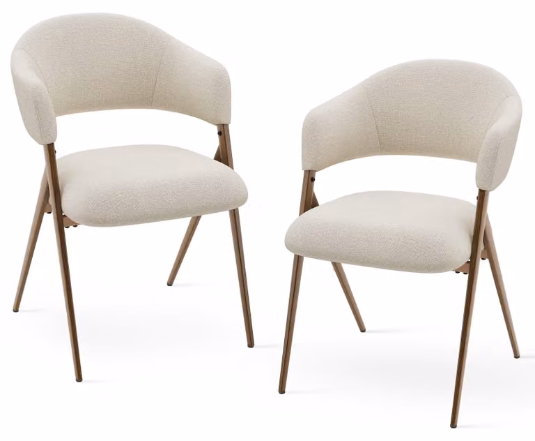 COLAMY Set da 2 sedie da pranzo – Design ergonomico e confortevole in stile vintage – Beige