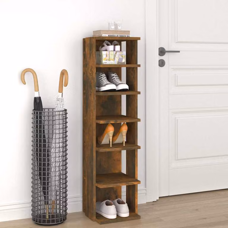 Scarpiera da parete moderna vidaXL in legno rovere color marrone L/P/H: 27,5 x 27 x 102 cm