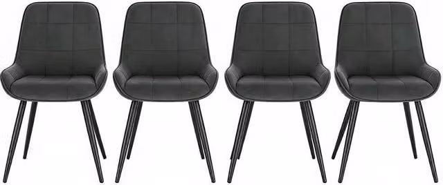 Set di 4 Sedie da Pranzo in Velluto con Struttura in Metallo, Seduta Imbottita Alta 47 cm, Design Ergonomico per Sala da Pranzo, Soggiorno e Ufficio