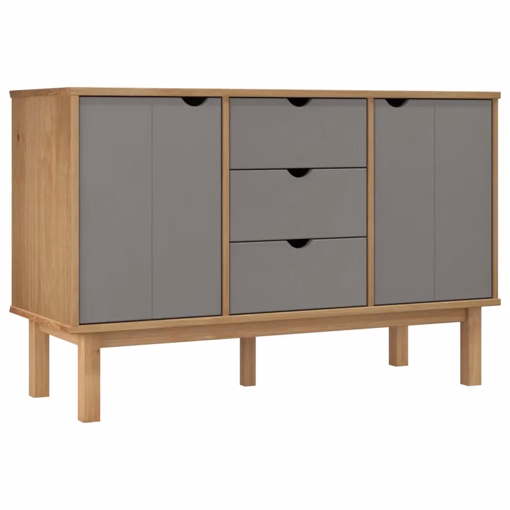Credenza Buffet OTTA Design Mania in Legno di Pino Marrone e Grigio L/P/H: 113,5 x 43 x 73 cm – 2