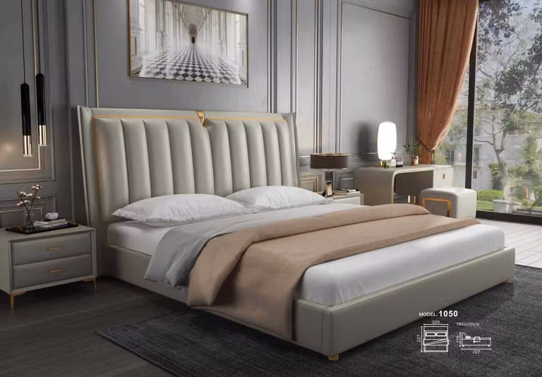 Luxus Bett Polsterbett Leder Gestell Schlafzimmer Betten 180x200cm Doppelbett