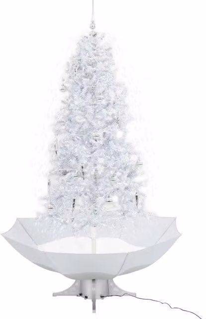 Albero di Natale con Neve e Base a Ombrellone-Decorazioni natalizie Bianco 190 cm