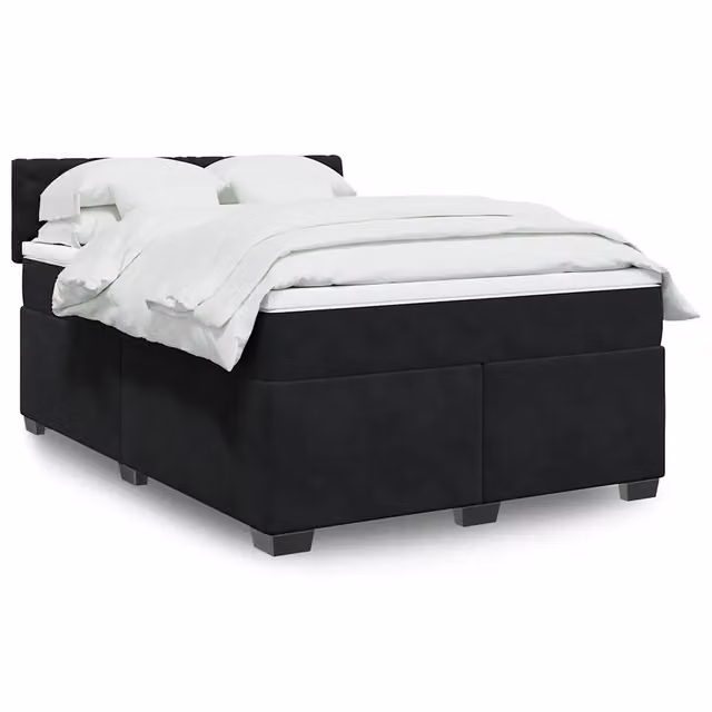 Letto Ibrido vidaXL con Materasso Nero in Velluto e Struttura in Legno di Pino, L/P: 160 x 200 cm – 1