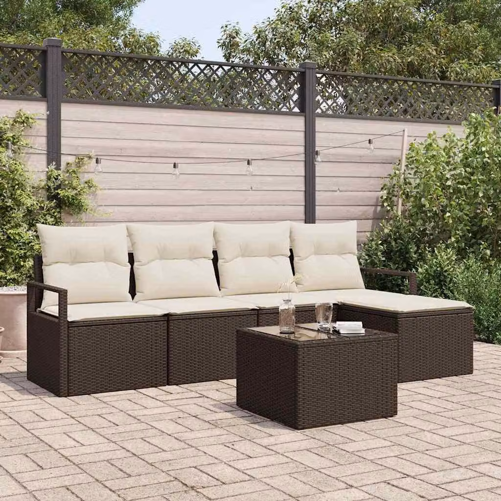 Maison Exclusive - Set di divani da esterno, 6 pezzi, color marrone [Materiale sintetico]: rattan sintetico