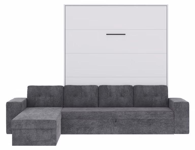 Letto a scomparsa SMARTBett con divano ad angolo M3 Vertikal 160x200 Bianco