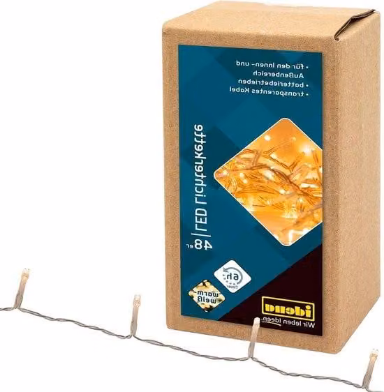 Ghirlanda luminosa a LED bianco caldo, 48 LED, funzione timer, per interni ed esterni, per feste e decorazioni, lunghezza 406 m, alimentata a batterie