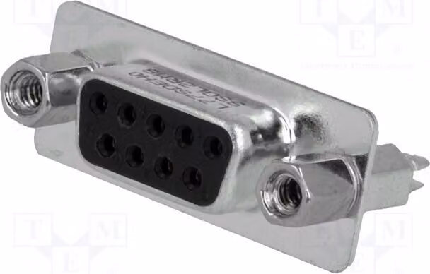 1x connettore D-Sub, femmina, diritto, 9 pin, per montaggio a foro (THT), modello L77SDEH09SOL2RM8. Connettore D-Sub