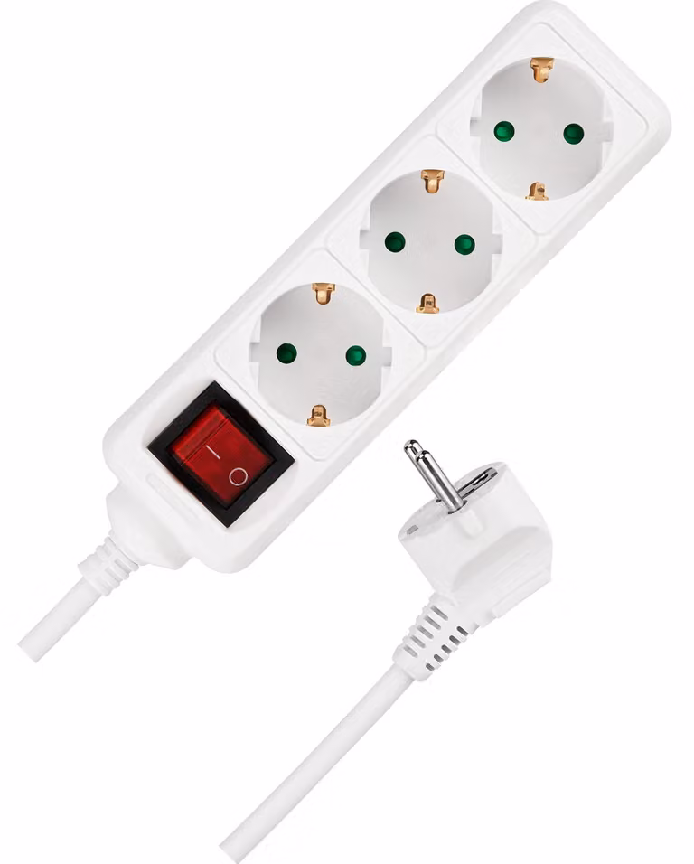 REV 0512313555, 3 metri, Interno, 1,5 mm², Bianco, 3 prese di corrente, 250 V