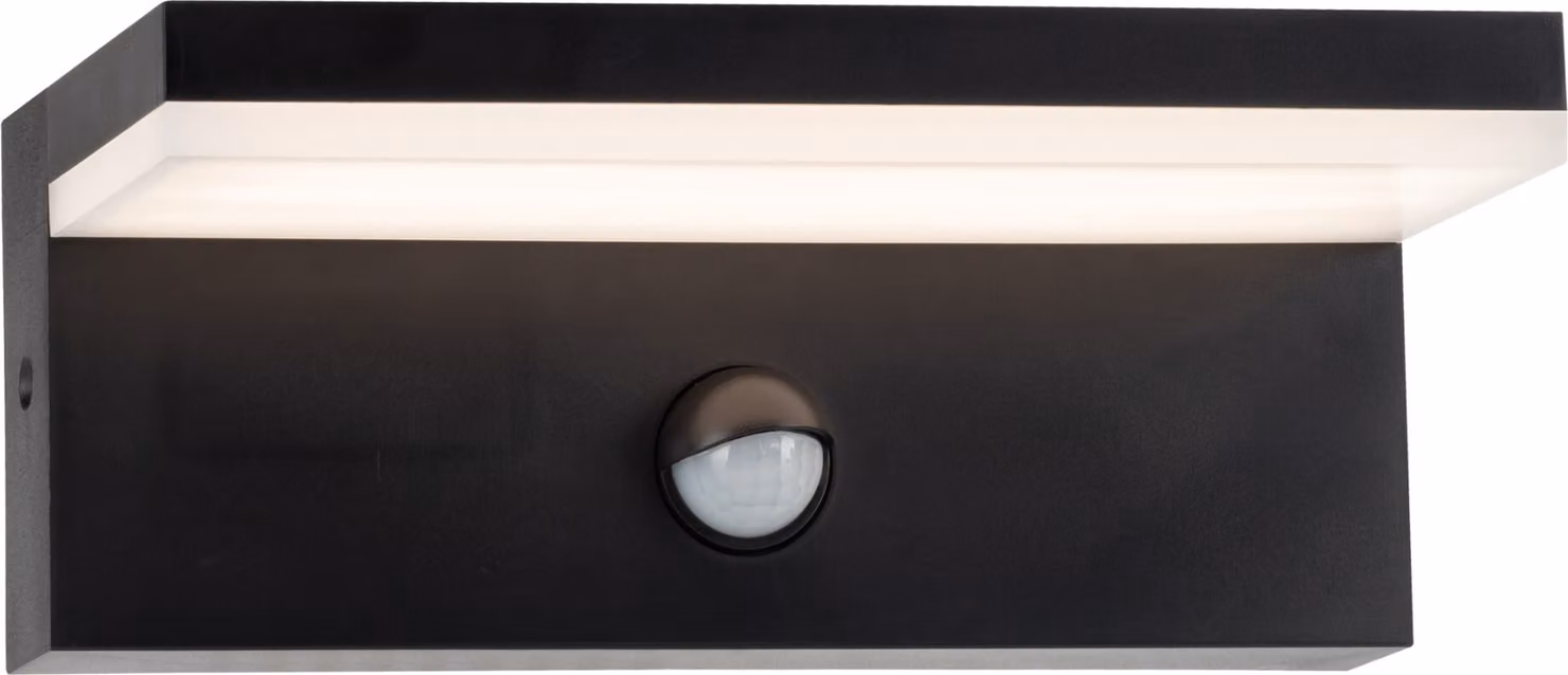 Lampada da parete a LED per esterni con sensore PIR nero 4000K TESA Q 324054