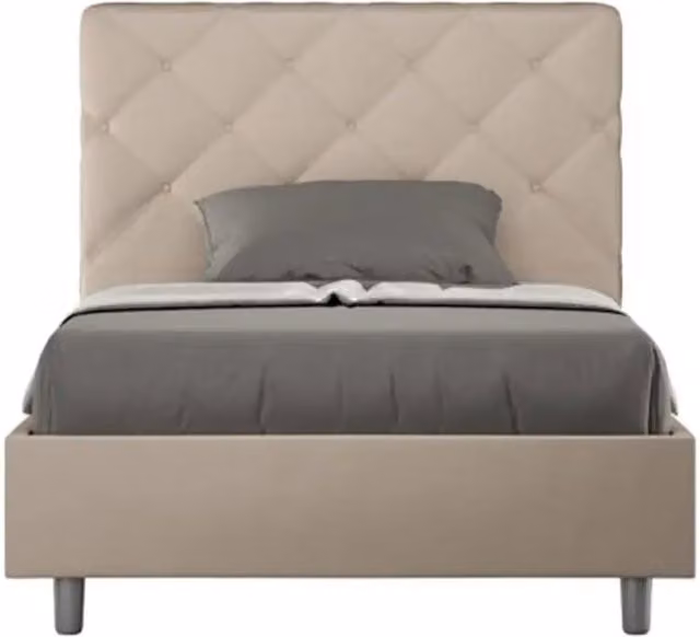 Letto una piazza e mezza contenitore imbottito Ityhome Priya in similpelle beige L: 122 cm, P: 230 cm, H: 135 cm