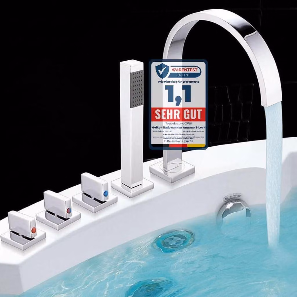 Set di rubinetteria per doccia Chrom con 5 fori e soffione manuale