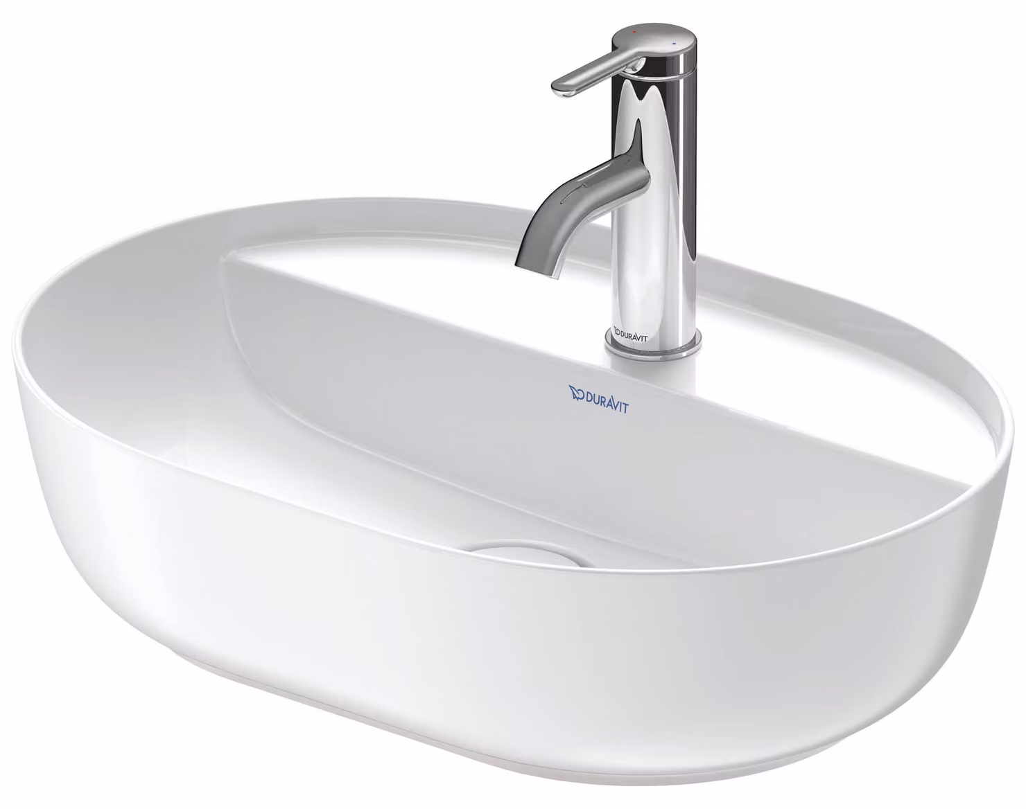 Duravit Luv vasque à poser 50x35cm, sans trop-plein, avec plage de robinetterie, 1 trou pour robinetterie, rectifié, 03805026001, 03805026001