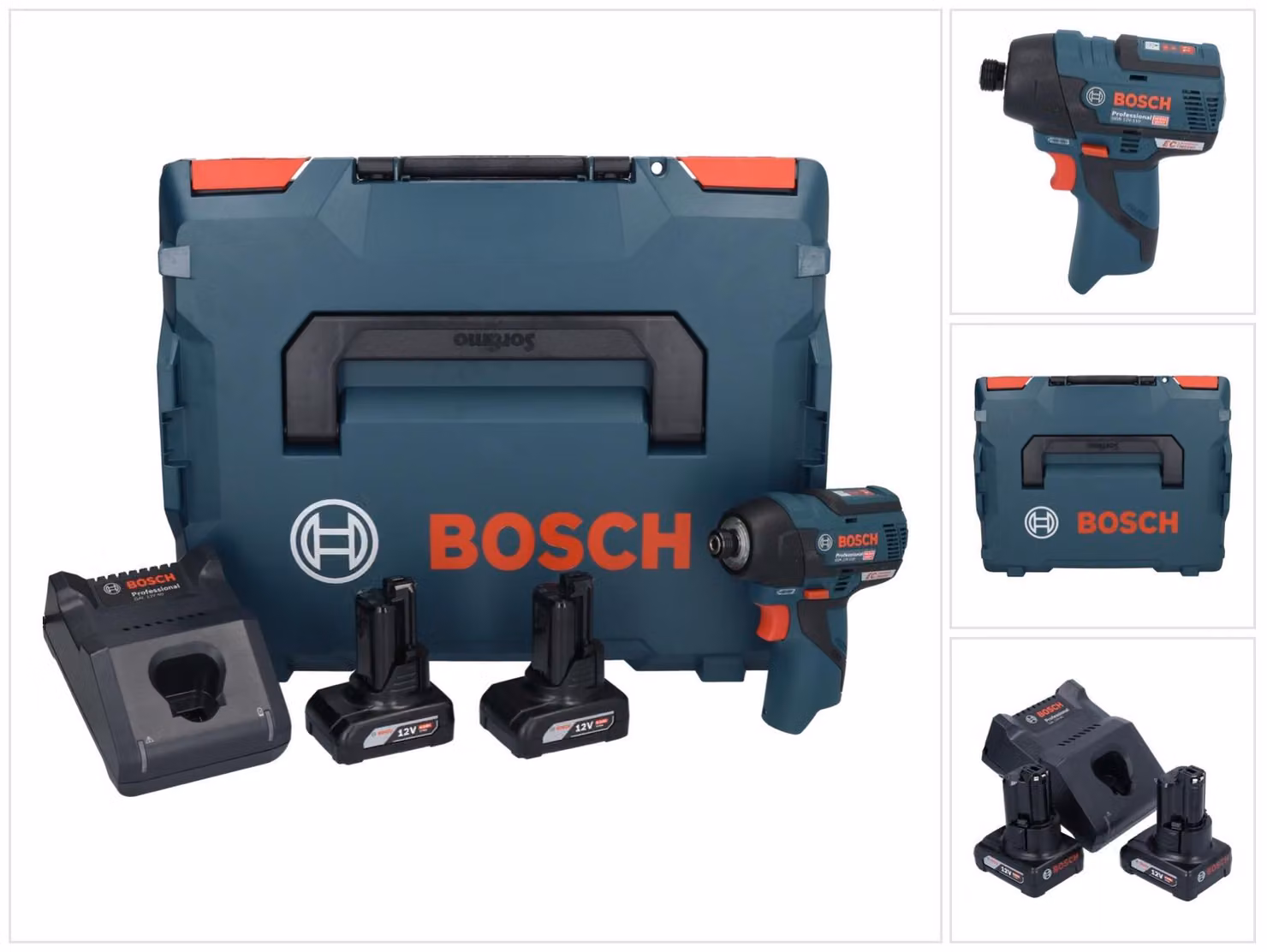 Bosch GDR 12V-110 Professional 12 V 110 Nm 1/4'' Avvitatore a impulsi senza spazzole + 2x batteria 6,0 Ah + caricabatterie + L-Boxx