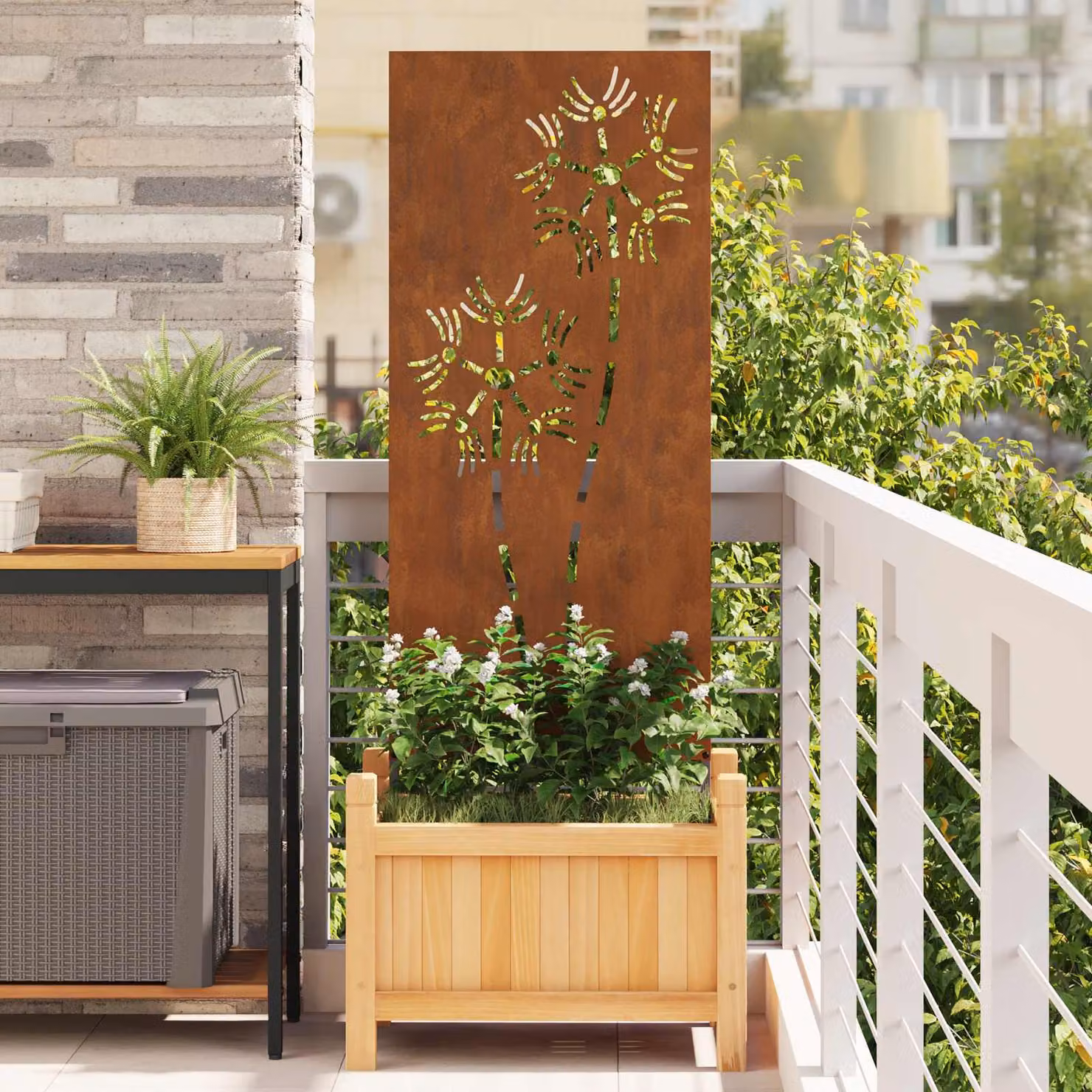 Paravent per privacy in giardino vidaXL in acciaio marrone L 50 cm x H 140 cm