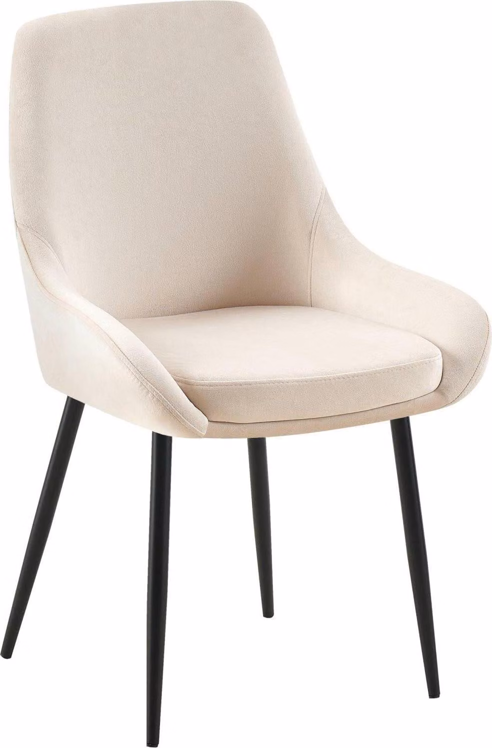 Sedia da pranzo, sedia per sala da pranzo, ampio comfort, struttura in metallo - rivestimento in velluto | Colore: crema | Materiale telaio: metallo nero opaco