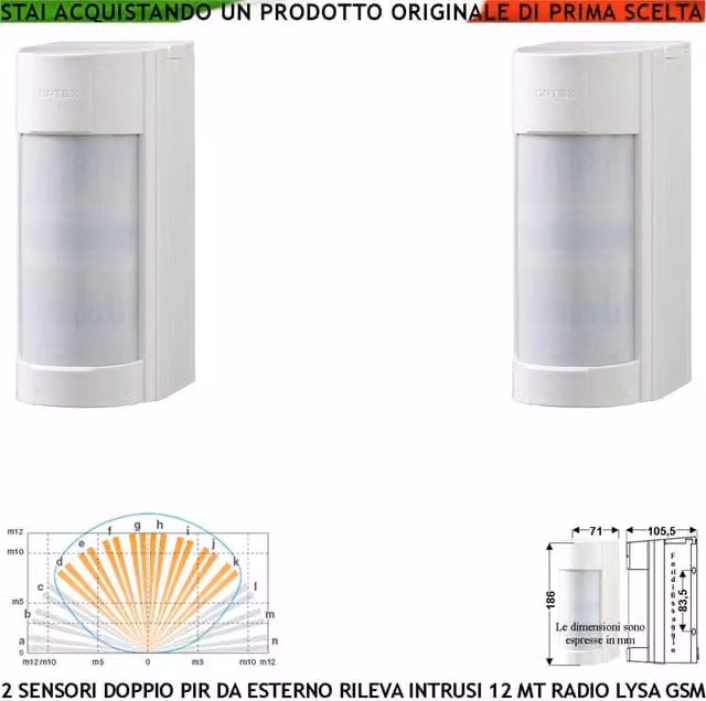Set di 2 rilevatori di intrusi Securvera con doppio infrarosso wireless per esterno, bianco, protezione IP55