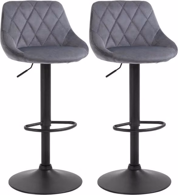 Set di 2 sgabelli da bar regolabili 48x46x104 cm grigio scuro in poliestere