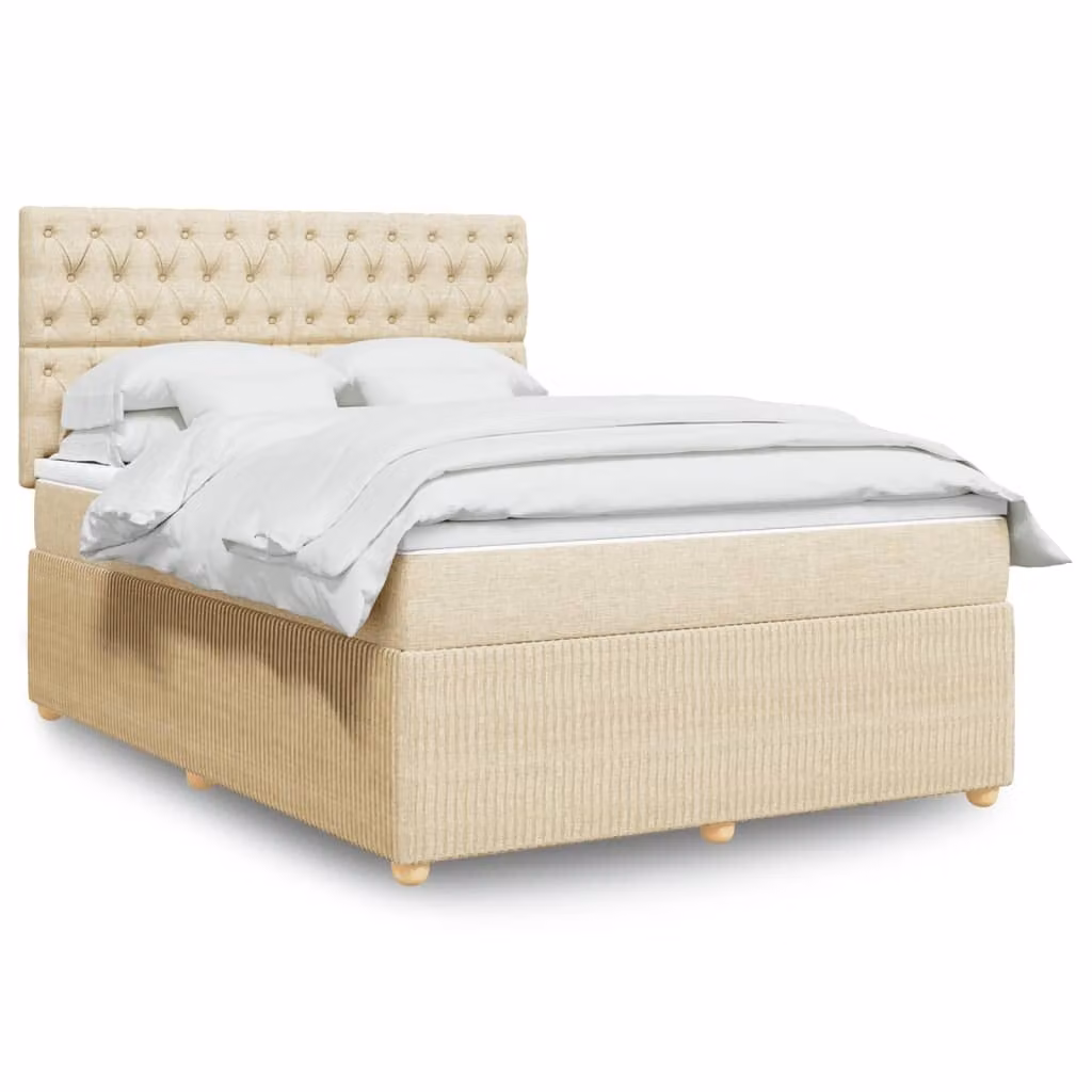 Maison Exclusive - Letto boxspring con materasso Crema 140x200 cm Tessuto
