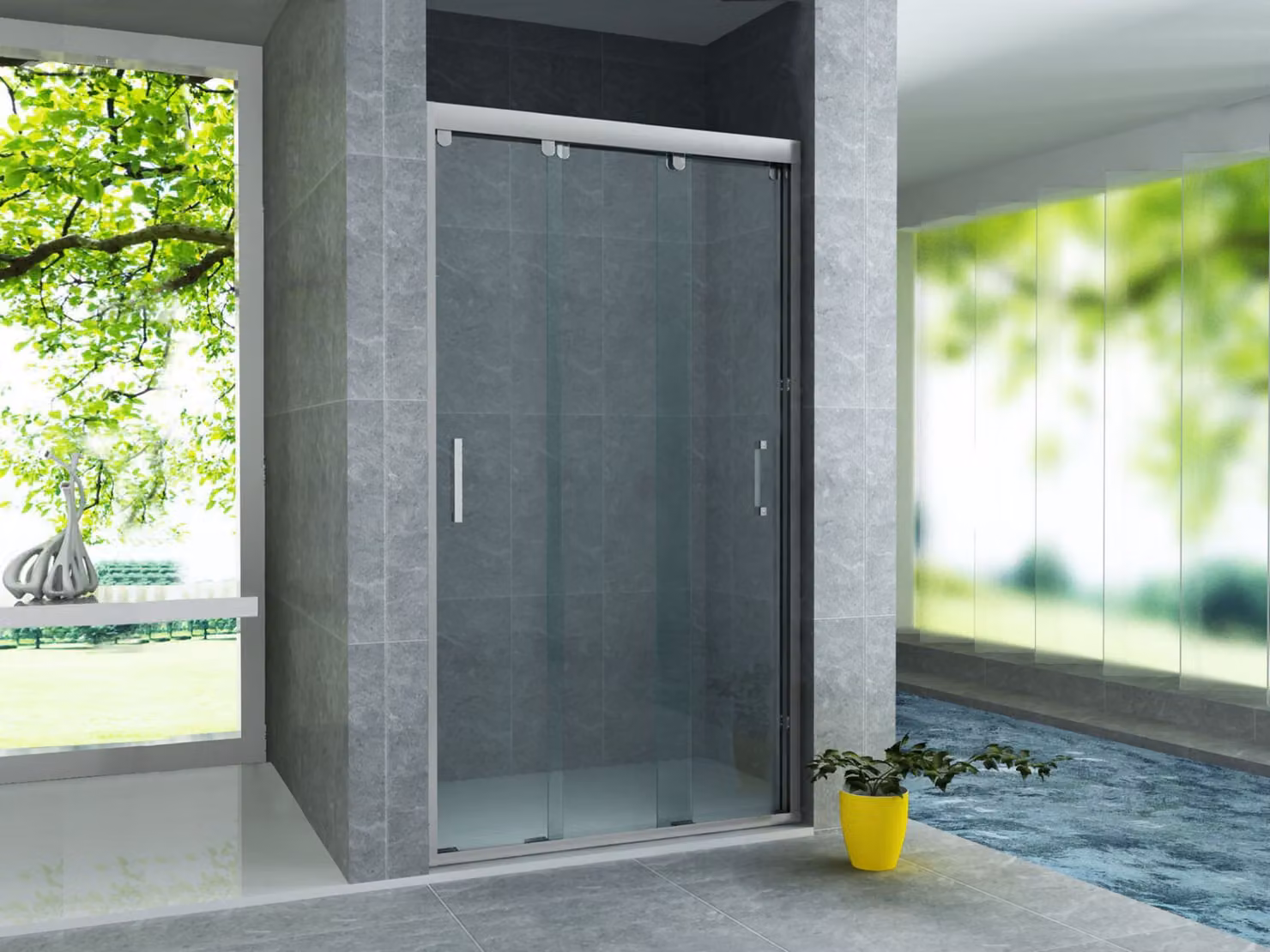 Aloni, porta scorrevole a 3 ante per nicchia, spessore 8 mm (90x200 cm)