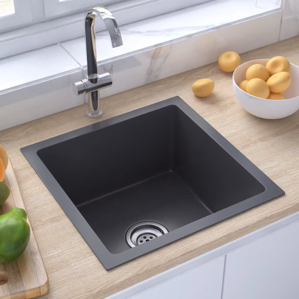 The Living Store Lavello da incasso a mano in acciaio inox nero