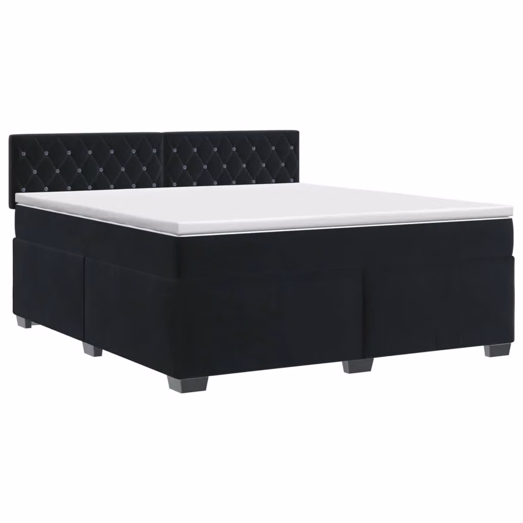 Letto box spring con materasso vidaXL in velluto nero L/P: 140 x 190 cm – 2
